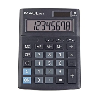 Image de Maul MC 8 Calculatrice de bureau chiffres panneau solaire, pile noir