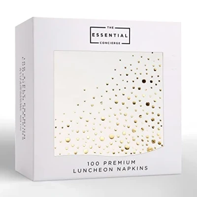 Afbeelding van 100 stuks elegante gouden servetten 16,5 x cm Voeg glans toe aan je evenement met feestservetten 3 laags papieren wegwerpservetten voor