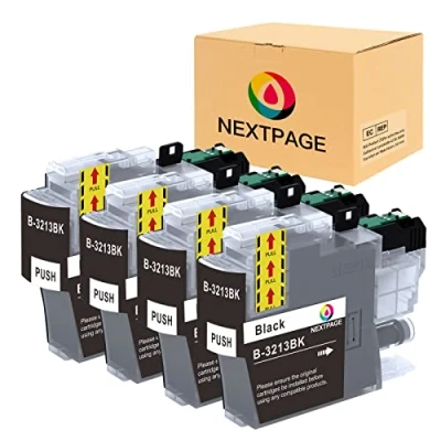 Afbeelding van NEXTPAGE LC3213 inktpatronen compatibel met Brother LC 3213 LC3211 voor DCP J572DW MFC J491DW J497DW J890DW J895DW J774DW (4 verpakkingen zwart)