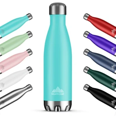 Afbeelding van Mont Clair H2O Thermosfles 750 ml roestvrij staal, thermosfles, 12 uur warme drank en 24 koude drank, BPA vrij, waterfles, ml, lichtblauw