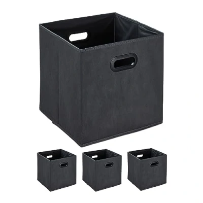 Afbeelding van Relaxdays opbergmand met handgrepen set van 4 opvouwbare mand speelgoed kastmand
