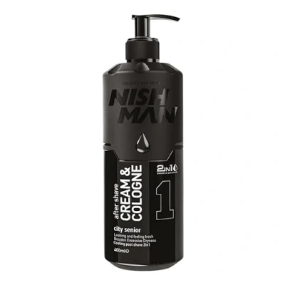 Image de NISHMAN Crème Après Rasage Cologne 01 City Senior 400ml &amp; 2en1, Homme Extra Hydratant Lotion Hydratante Rafraîchissante Post