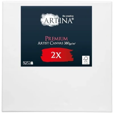 Afbeelding van Artina Set van 2 Schildersdoeken 60x60 cm FSC® Schildersdoek Stuks Premium Canvas Dubbel Geprimed Spieraam Wit