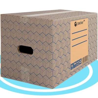 Afbeelding van packer PRO 10 stuks kartonnen dozen voor verhuizing en opslag met handgrepen, 430 x 300 250 mm