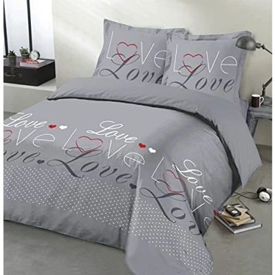 Afbeelding van Vision Love Grey Dekbedovertrek 240x220cm met 2 bijhorende slopen 100% katoen