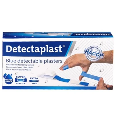Afbeelding van Detectaplast Premium Pleisters, detecteerbaar, blauw, water en vuilbestendig, safety first, voedselveilig, 180 x 20 mm, 100 stuks
