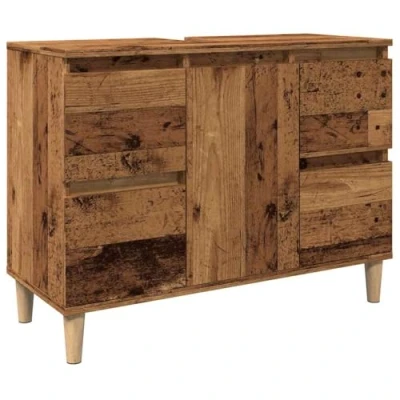 Image de vidaXL Armoire d&#039;évier vieux bois 80x33x60 cm d&#039;ingénierie857129