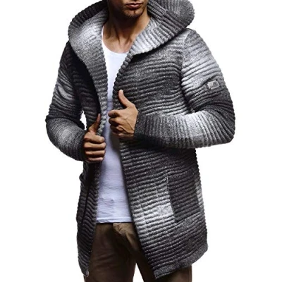 Afbeelding van Leif Nelson LN5715 Herenvest met capuchon, slimfit, moderne hoody, Grijs/Zwart