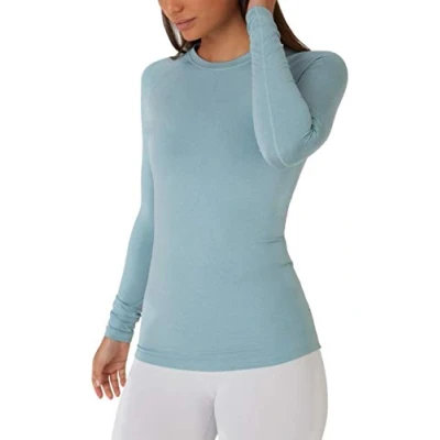 Afbeelding van TCA SuperThermal Performance Base Layer Sport Top Dames T shirt Lange Mouw voor Hardlopen of Krachttraining, Cyaan