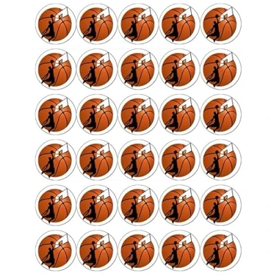 Afbeelding van Cupcake toppers van eetbaar papier Basketbal Slam Dunk
