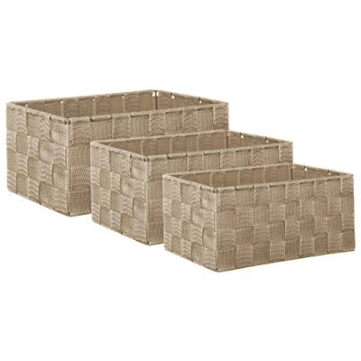 Afbeelding van Brandsseller Opbergdoos, decoratiebox, rotan look, set van 3, beige