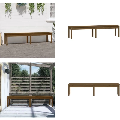 Afbeelding van Tuinbank 2 zits 203,5x44x45 cm massief grenenhout honingbruin