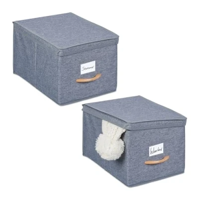 Afbeelding van Relaxdays opbergdozen met deksel set van 2 kastmanden opbergmanden handvat stof