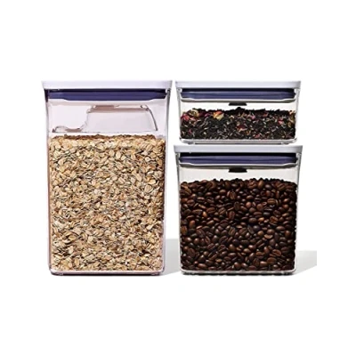 Image de OXO Good Grips Boîte de conservation POP Ensemble 3 boîtes rectangulaires avec cuillère