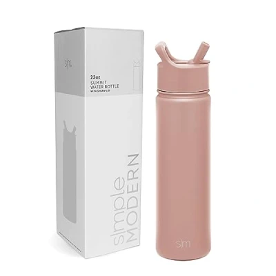 Afbeelding van Simple Modern Waterfles met rietje, geïsoleerde roestvrijstalen thermoskan voor sportschool, Summit Collection, 650 ml, paars Me