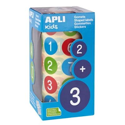 Afbeelding van Apli kids 15127 Rol met veelkleurige cijferstickers om te leren tellen Diameter: 20 mm Afneembaar kleefmiddel