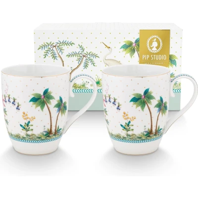 Afbeelding van Pip Studio. Jolie set van 2 mokken groot, dots gold 350ml