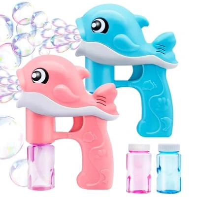 Afbeelding van JOYIN 2 luchtbellenpistolen walvis, automatische luchtbellenmachine, voor kinderen, geschenken feest, zomer, verjaardag, buitenactiviteiten en binnenshuis