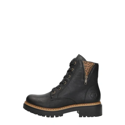 Afbeelding van Rieker 72617 veterlaarzen voor dames, zwart.