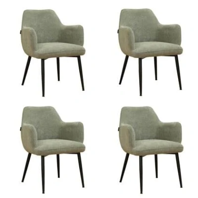 Afbeelding van Bronx71® Scandinavische eetkamerstoel Lars groen gerecyclede stof Eetkamerstoelen set van 4 stoel