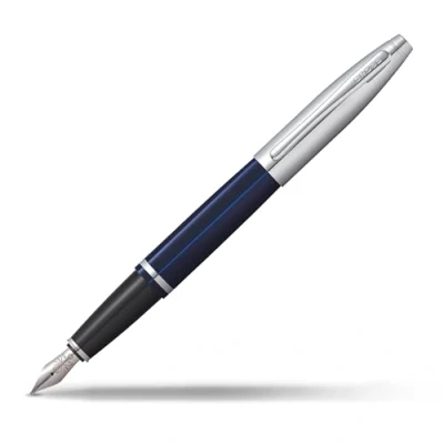 Afbeelding van Cross Calais Vulpen, chroom/blauw, medium punt, roestvrij staal