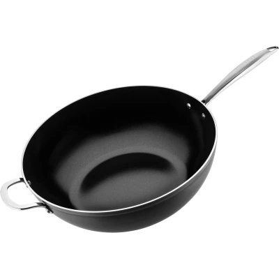Afbeelding van ISENVI Victoria Forged keramische wokpan 32CM RVS greep Antraciet Keramisch 100% PFAS, PTFE en PFOA vrij duurzaam Unieke Antiaanbaklaag Non stick bodem Geschikt voor alle warmtebronnen inclusief inductie