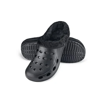 Afbeelding van ESTRO Pantoffels voor dames, winter, warm, gevoerde klomp heren, tuin, gevoerd, A01, zwart.