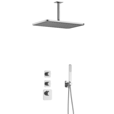 Afbeelding van Hotbath Gal Regendoucheset IBS40 Chroom Staaf Handdouche 40cm Hoofddouche 15cm Plafondbuis met wandhouder