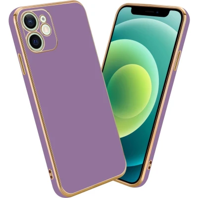 Afbeelding van Cadorabo Hoesje geschikt voor Apple iPhone 12 in Glossy Paars Goud Beschermhoes Case Cover van flexibel TPU silicone en met camerabescherming