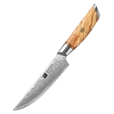Afbeelding van Xinzuo Steakmes van 73 laags Damascus staal Ongeëvenaarde scherpte en uniek design handvat Olijfhout B37 Lan Series