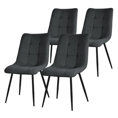 Afbeelding van Eetkamerstoelen set van 4 antraciet Keukenstoel met polyester hoes en stalen poten ML design