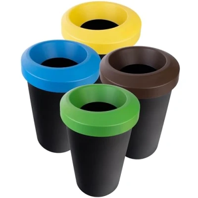 Afbeelding van KADAX Vuilnisbak voor afvalscheiding, rond, van robuust kunststof, afvalscheidingsebak, afvalscheidingseenheid (4 x 25 l)
