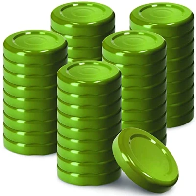 Afbeelding van KADAX Set van 50 schroefdeksels Ø 43 mm metalen geschikt voor weckpotten 40 ml met 4 inkepingen, inmaakpotten, deksel groen
