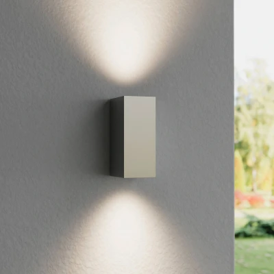 Afbeelding van Lucande LED wandlamp buiten 2lichts aluminium H: 14.5 cm zilver Inclusief lichtbronnen
