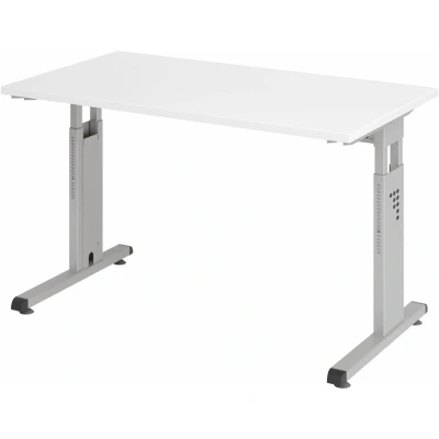 Afbeelding van MEGA 612 S Bureau Tafelhoogte I In hoogte verstelbaar 120 x 67 Wit/Zilver
