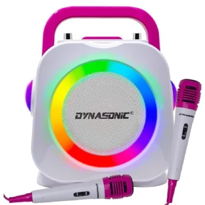 Afbeelding van DYNASONIC Karaoke met microfoon, origineel cadeau voor kinderen en meisjes, luidspreker, speelgoed meisjes (DK 201 Pink), USB, oplaadbaar, draagbaar