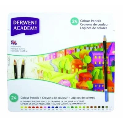 Image de DERWENT COLOUR CRAYONS DE COULEUR BOÎTE EN MÉTAL 24