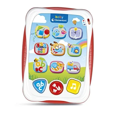 Afbeelding van Baby Clementoni Mijn eerste sprekende tablet, interactief spel met lichten en geluiden, kinderen van 12 36 maanden, leert cijfers, letters, vormen verzen dieren, Italiaanse taal
