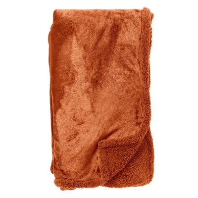Afbeelding van Dutch Decor STANLEY Plaid 150x200 cm fleece deken met teddy en Potters Clay oranje terra