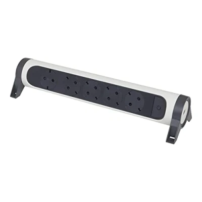Afbeelding van Legrand, 694546 Draaibare stekkerdoos 5 voudig voor wandmontage of tafelmontage, led aan/uit schakelaar, zonder kabel, ultra wit/zwart