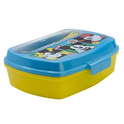 Afbeelding van Rechthoekige lunchbox met Mickey Mouse bestek