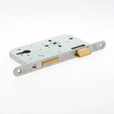 Afbeelding van Nemef 600 insteek dag en nachtslot doornmaat 60 PC 72 DR.2+4 voorplaat afgerond RVS