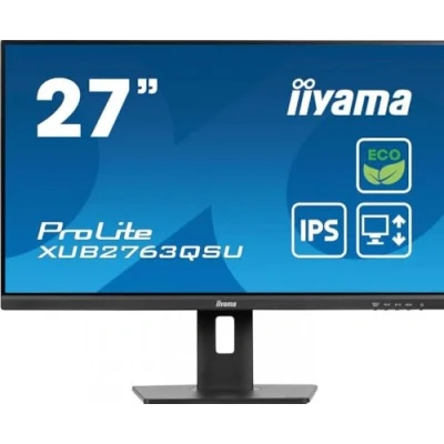 Image de iiyama ProLite XUB2763QSU B1 Écran LED 27&quot; 2560 x 1440 QHD @ 100 Hz IPS 350 cd/m² 1500:1 2 ms HDMI, DisplayPort haut parleurs noir, mat