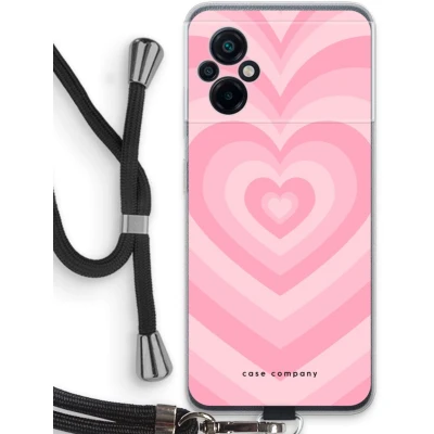 Afbeelding van Case Company® hoesje met Koord geschikt voor Xiaomi Poco M5 Hart Roos Telefoonhoesje Zwart Bescherming aan alle Kanten en Over de Schermrand