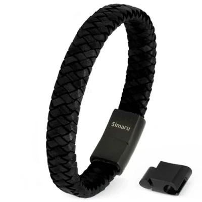 Afbeelding van Simaru leren armband voor dames en heren, echt met haaksluiting van roestvrij staal, premium kwaliteit, made in Germany, Leer