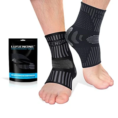 Afbeelding van 2 stuks professionele ademende enkelsteunen voor plantaire fasciitis, antislip compressiekousen gewrichtspijn, gewrichtsschade, enkelverstuiking, achillespeesontsteking, sport