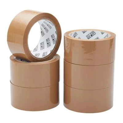 Afbeelding van Fit For The Job 6 rollen robuuste bruine tape voor verpakkingsdozen, 48 mm x 66 m, geluidsarm plakband, veilige perfect verhuizingen