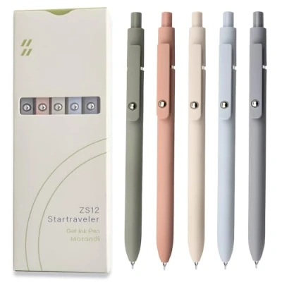 Afbeelding van UIXJODO Morandi 5 stuks Japanse gelpennen met fijne en gladde punt siliconen handvat 0,5 mm metalen clip