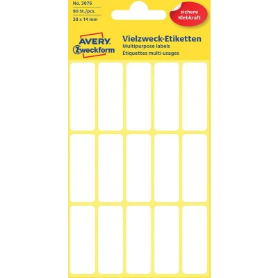 Afbeelding van Etiket Avery Zweckform 3076 38x14mm wit 90 stuks Pak a 6 vel 10