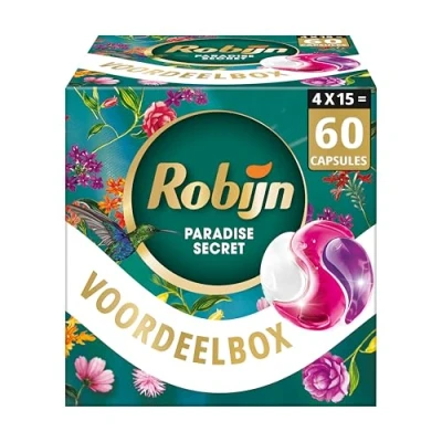 Afbeelding van Robijn Collections 3 in 1 Wascapsules Color Paradise Secret met 98% biologisch afbreekbare ingrediënten 4 x 15 wasbeurten